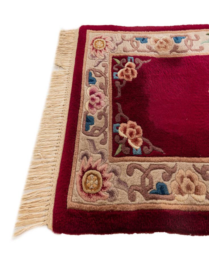 Detail image of  2' 5 x 4' 9  Hand Knotted Carved Pekin Oriental Wool Runner Rug