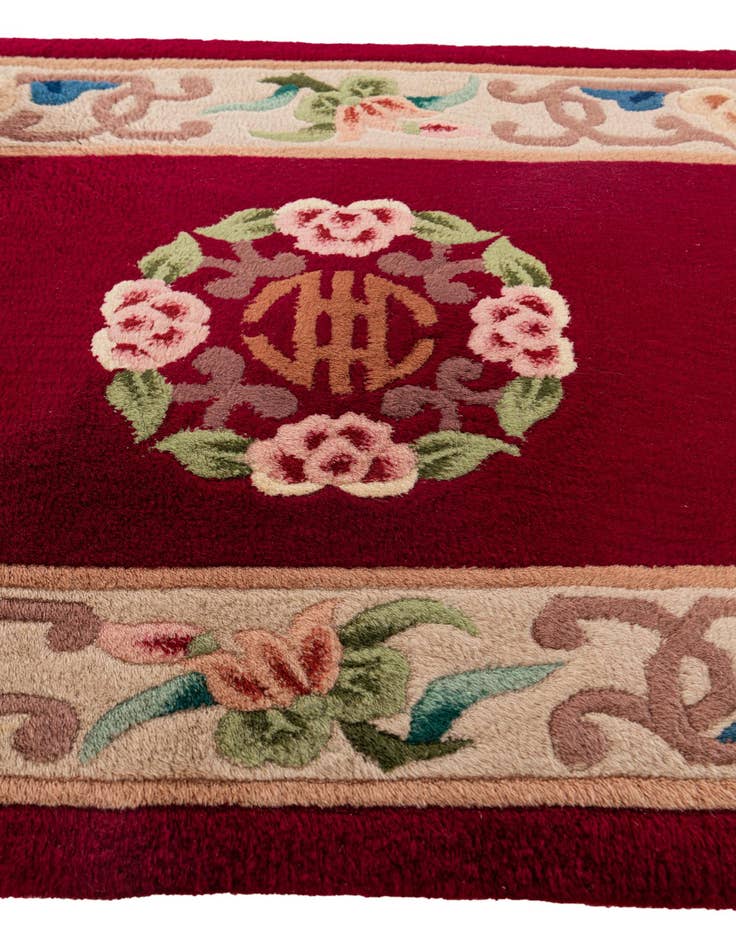 Detail image of  2' 5 x 4' 9  Hand Knotted Carved Pekin Oriental Wool Runner Rug