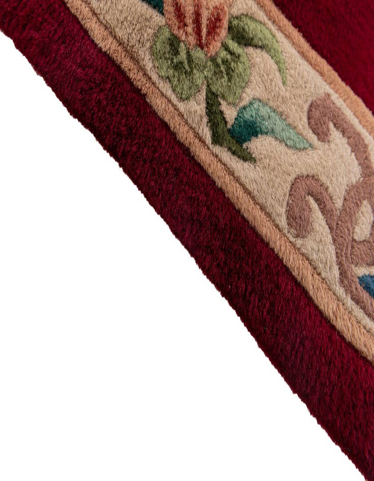 Detail image of  2' 5 x 4' 9  Hand Knotted Carved Pekin Oriental Wool Runner Rug