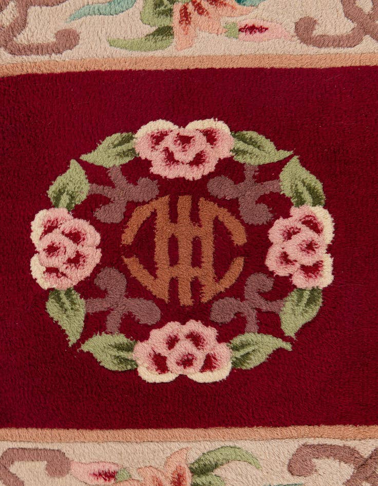 Detail image of  2' 5 x 4' 9  Hand Knotted Carved Pekin Oriental Wool Runner Rug