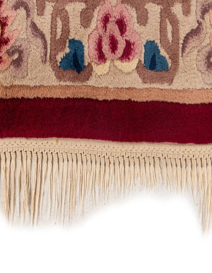 Detail image of  2' 5 x 4' 9  Hand Knotted Carved Pekin Oriental Wool Runner Rug