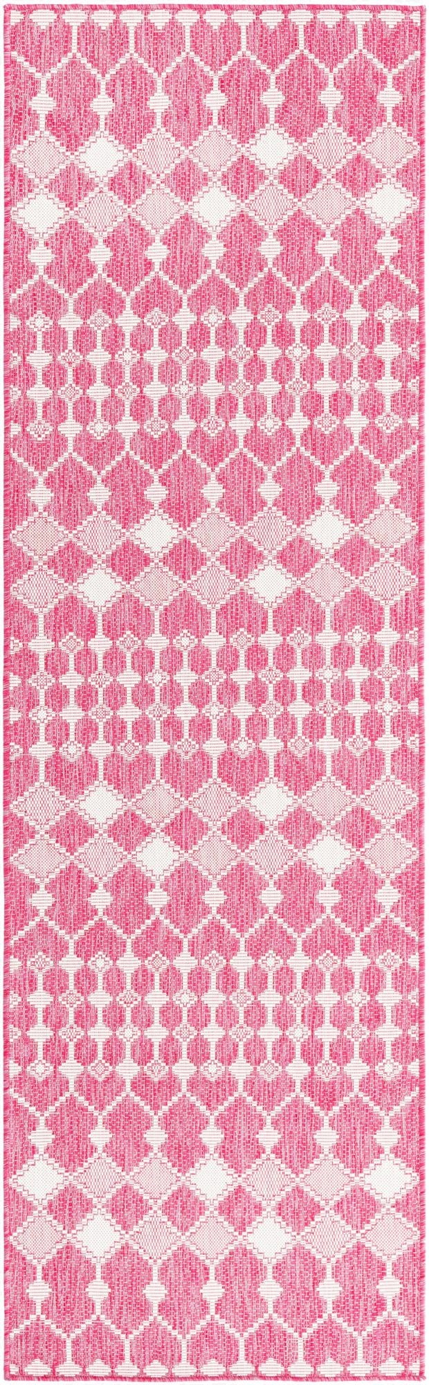  2' 7 x 10'  Washable Lattice Indoor / Outdoor Runner Rug