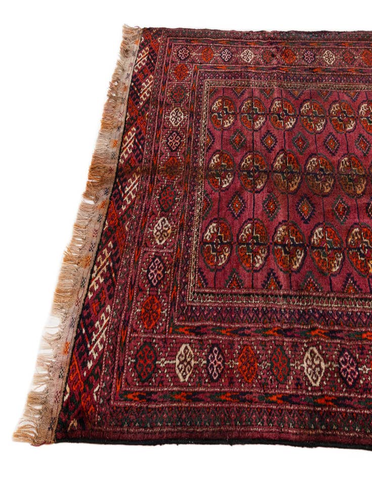 Detail image of  3' 11 x 6' 11  Hand Knotted Torkaman Oriental Wool Runner Rug