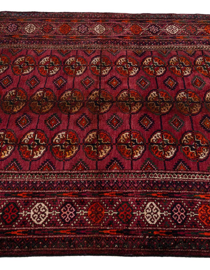 Detail image of  3' 11 x 6' 11  Hand Knotted Torkaman Oriental Wool Runner Rug