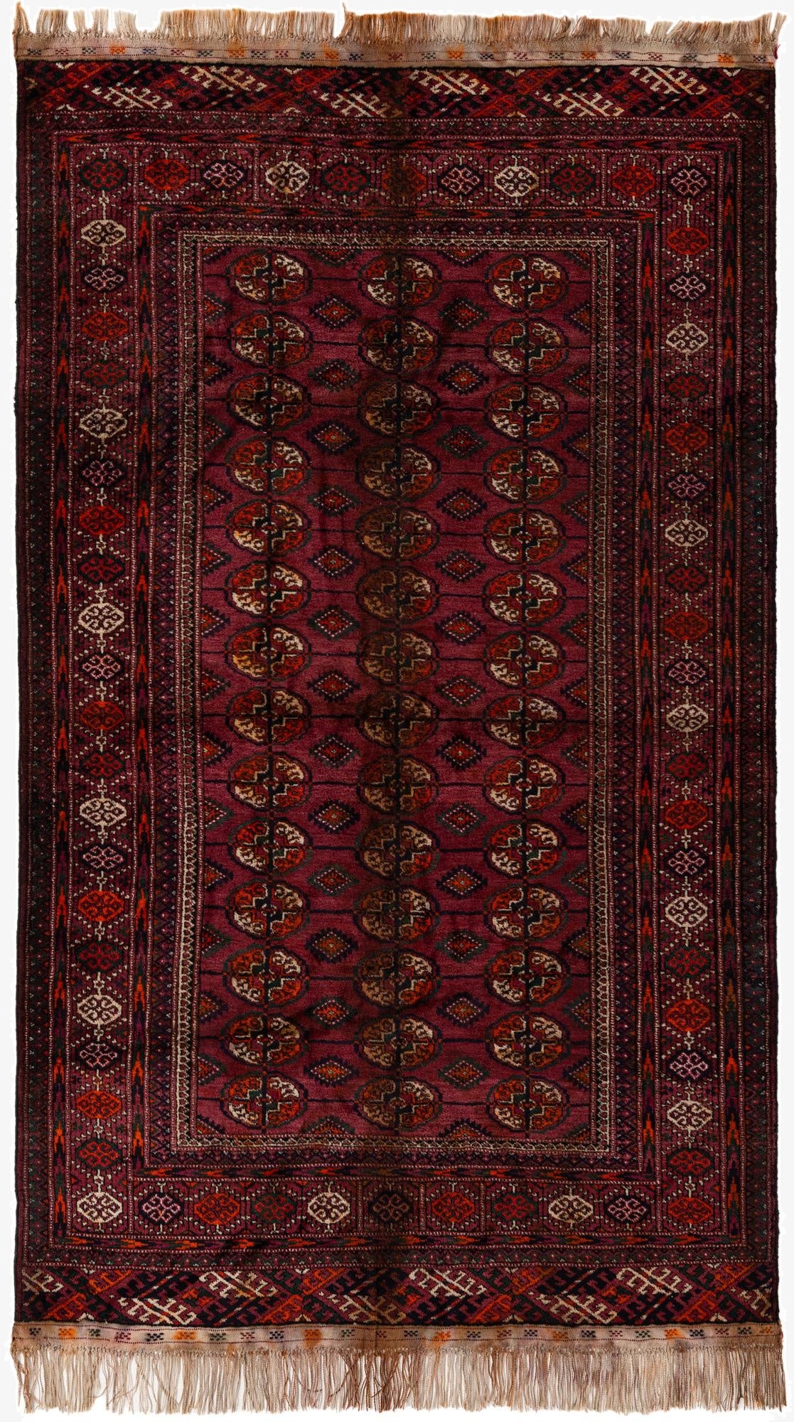  3' 11 x 6' 11  Hand Knotted Torkaman Oriental Wool Runner Rug