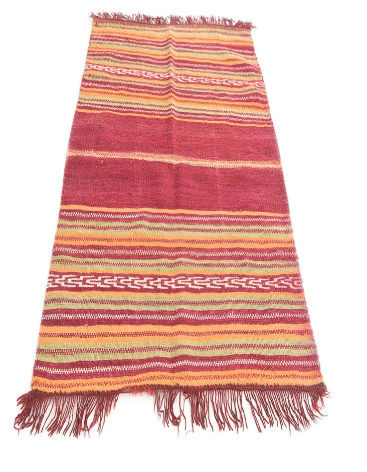 Detail image of  3' 7 x 4'  Hand Woven Kilim Afghan Wool Square Rug