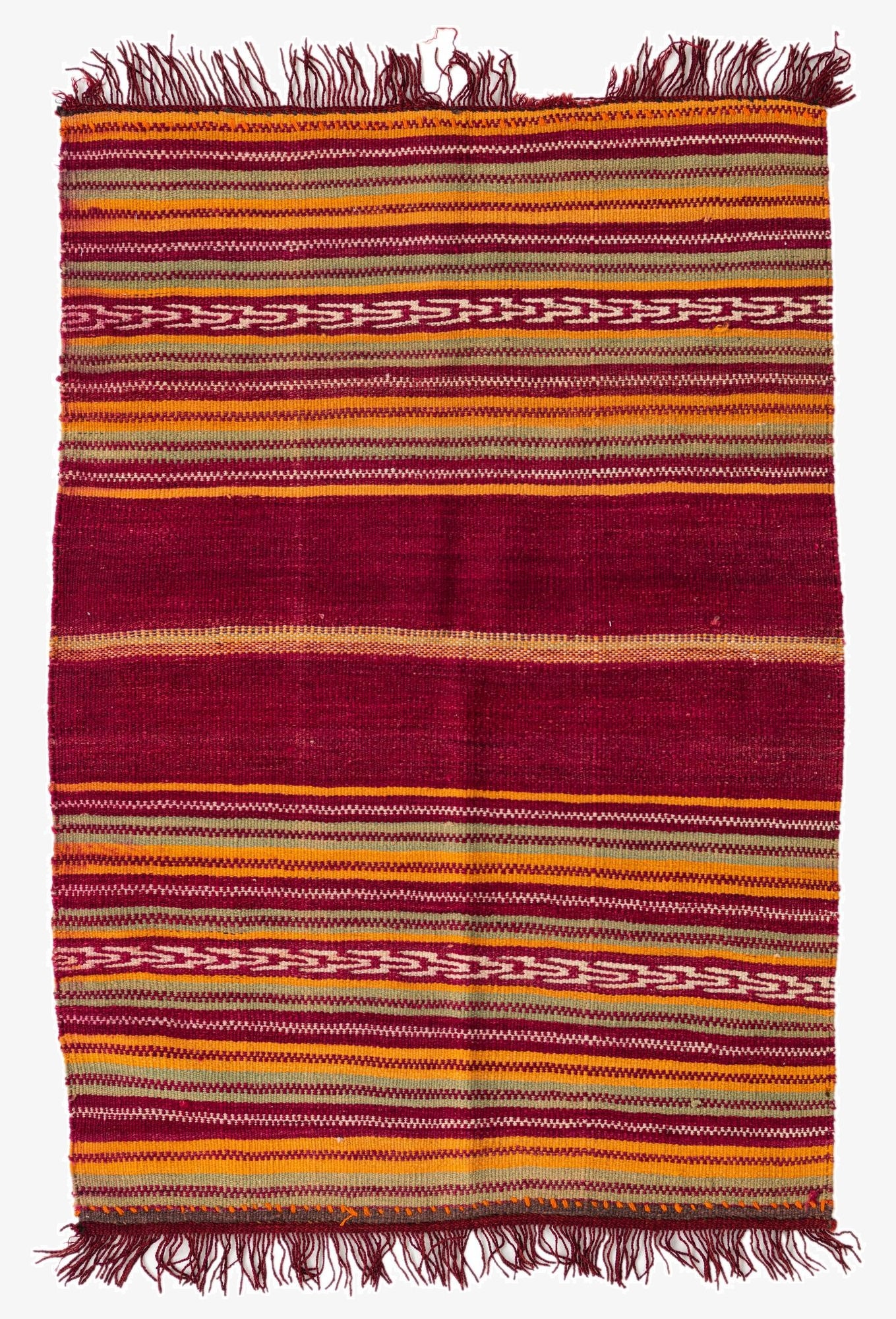  3' 7 x 4'  Hand Woven Kilim Afghan Wool Square Rug