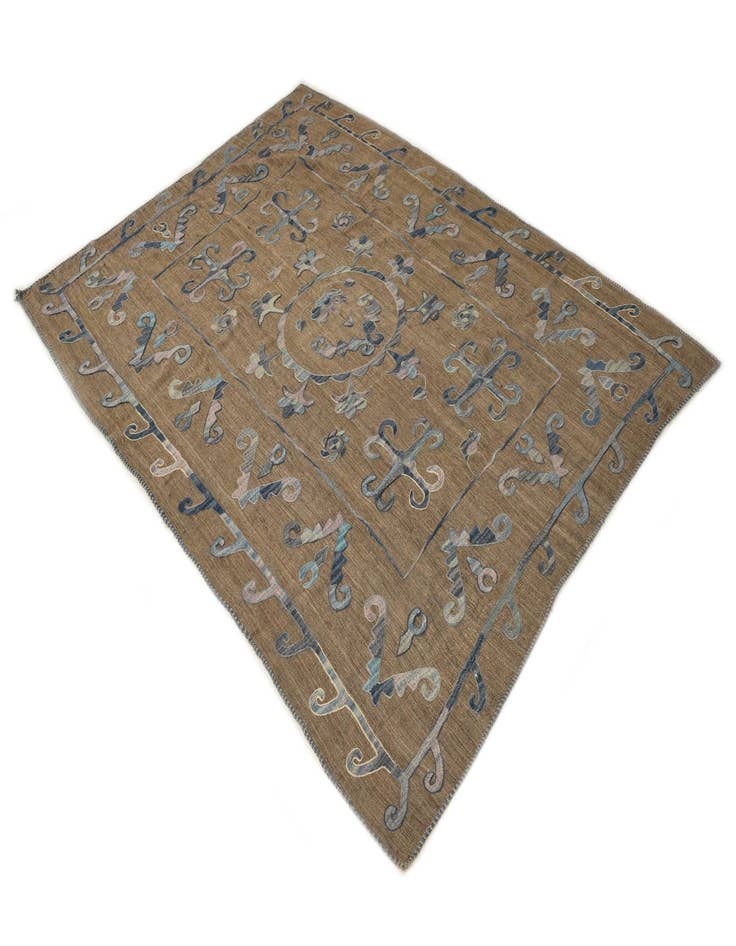 Detail image of  5' 6 x 7' 4  Hand Woven Kilim Suzani Wool Rug