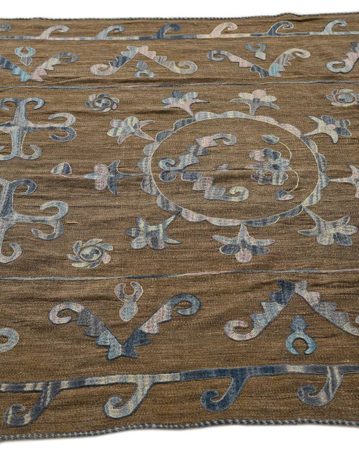 Detail image of  5' 6 x 7' 4  Hand Woven Kilim Suzani Wool Rug