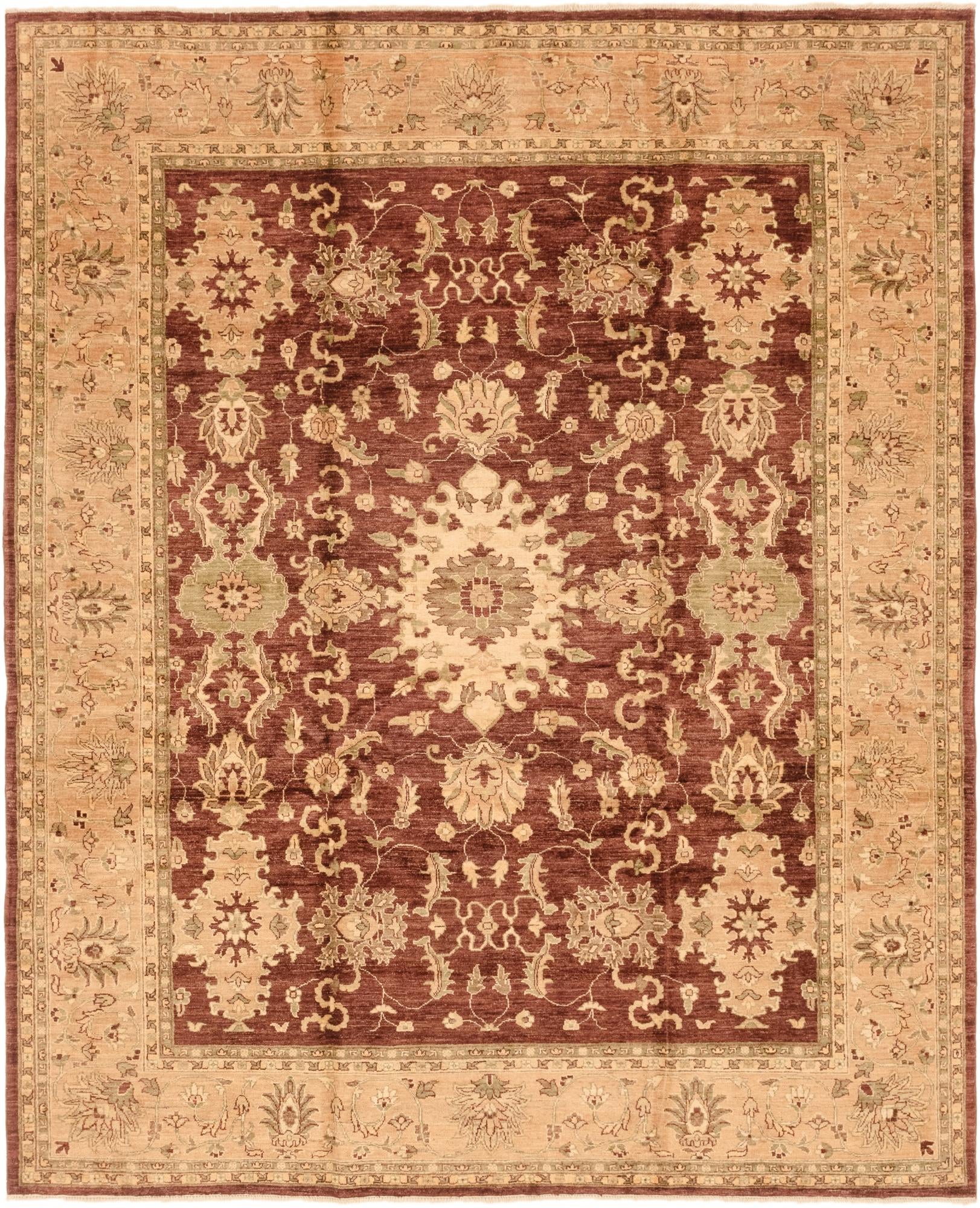 Maroon 8' 2 x 9' 11 Hand Knotted Peshawar Ziegler Rug | Rugs.com