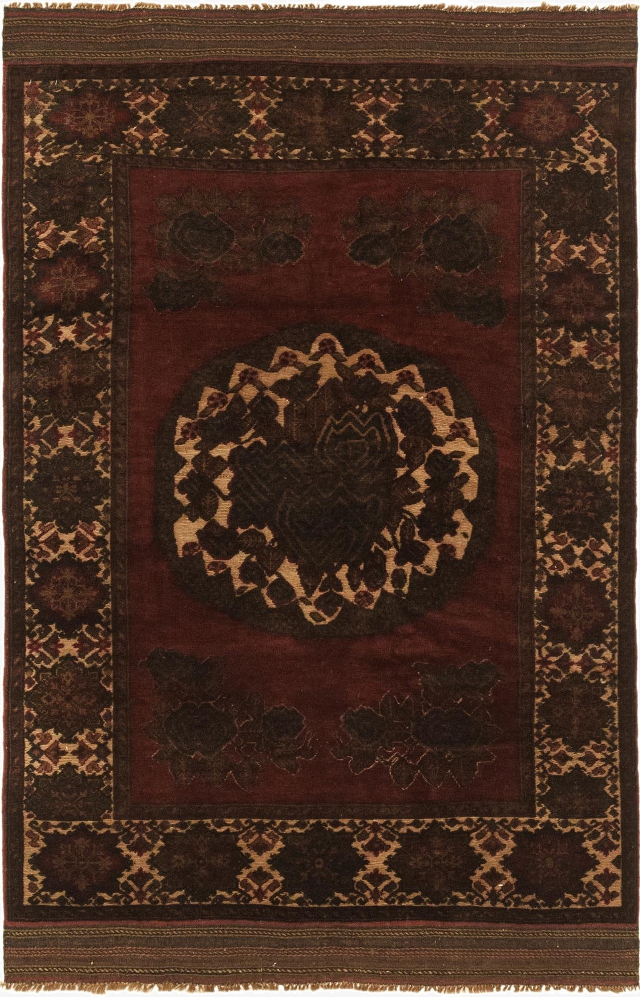 3' 10 x 6' 3  Hand Knotted Sumak Wool Rug