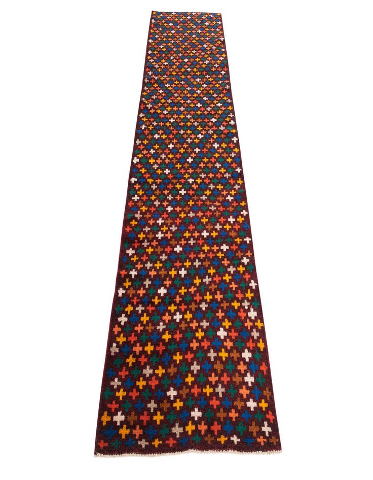 Detail image of  2' 9 x 9' 9  Hand Knotted Balouch Wool Runner Rug