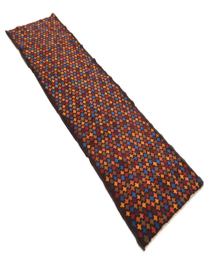 Detail image of  2' 8 x 9' 8  Hand Knotted Balouch Wool Runner Rug