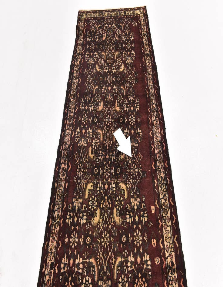 Detail image of  3' 4 x 10'  Hand Knotted Hamedan Persian Wool Runner Rug