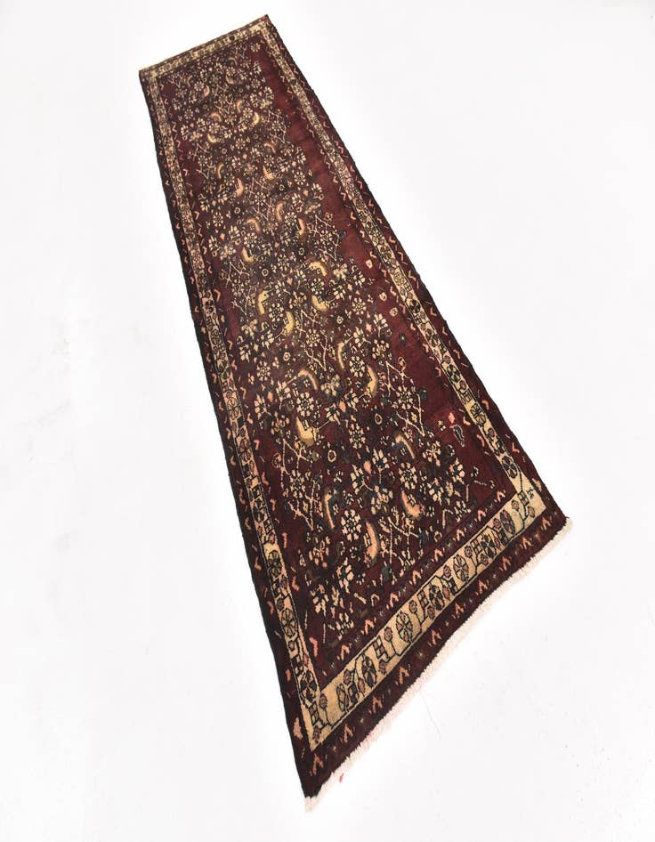 Detail image of  3' 4 x 10'  Hand Knotted Hamedan Persian Wool Runner Rug