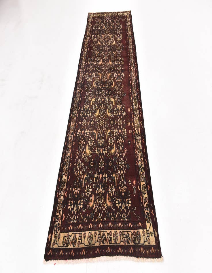 Detail image of  3' 4 x 10'  Hand Knotted Hamedan Persian Wool Runner Rug