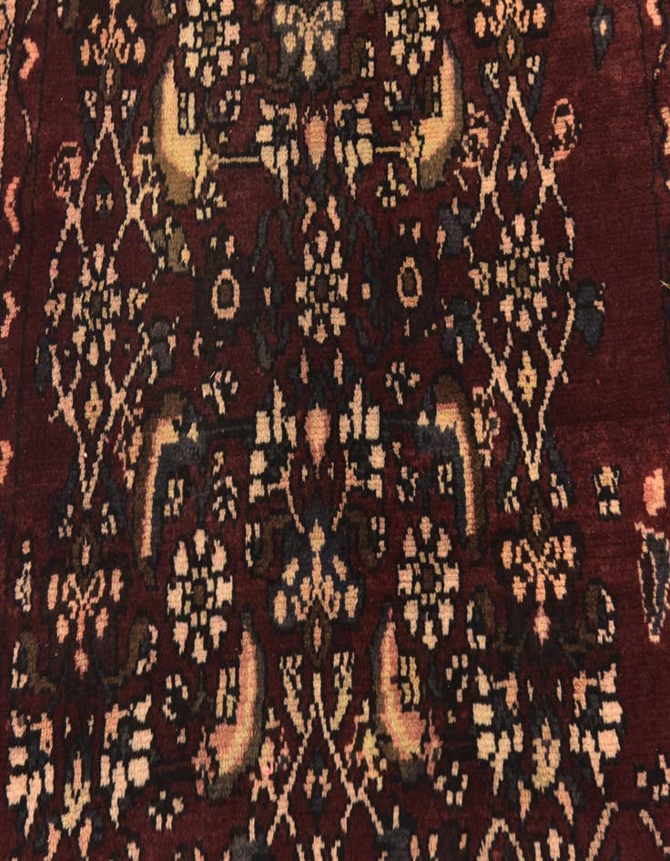 Detail image of  3' 4 x 10'  Hand Knotted Hamedan Persian Wool Runner Rug