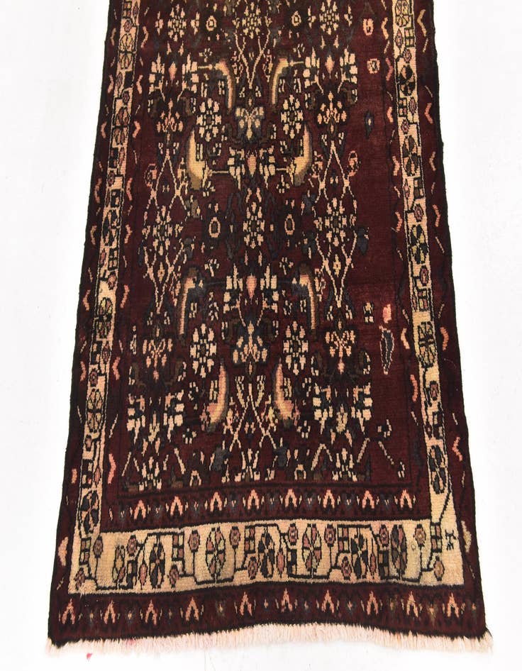 Detail image of  3' 4 x 10'  Hand Knotted Hamedan Persian Wool Runner Rug