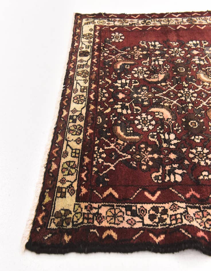 Detail image of  3' 4 x 10'  Hand Knotted Hamedan Persian Wool Runner Rug