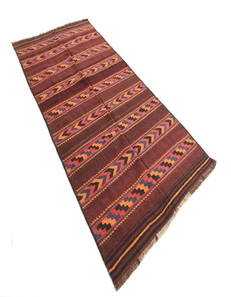 Detail image of  4' 1 x 8' 3  Hand Woven Kilim Afghan Wool Runner Rug