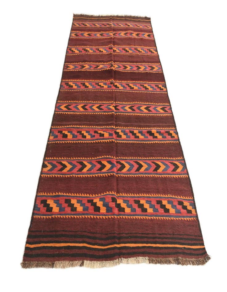 Detail image of  4' 1 x 8' 3  Hand Woven Kilim Afghan Wool Runner Rug