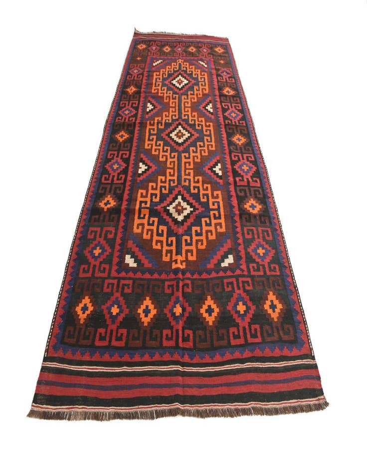 Detail image of  5' 4 x 11' 8  Hand Woven Kilim Afghan Wool Runner Rug