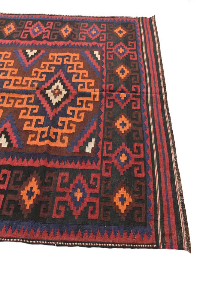 Detail image of  5' 4 x 11' 8  Hand Woven Kilim Afghan Wool Runner Rug