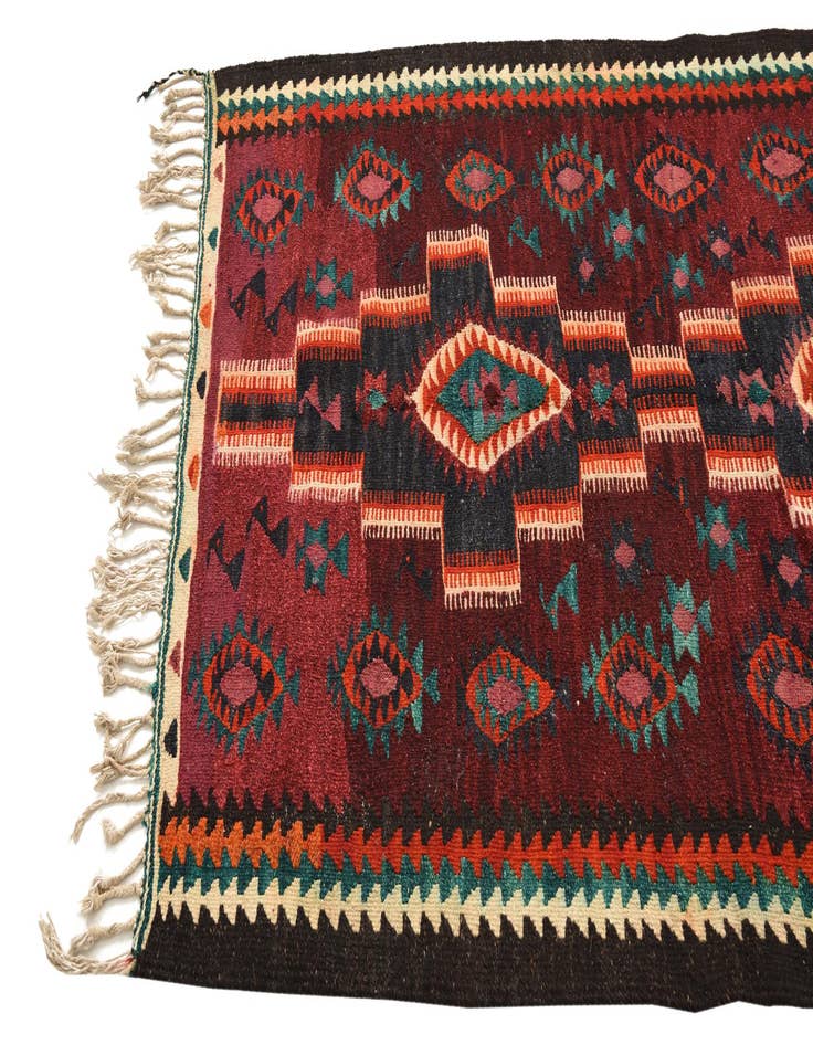 Detail image of  4' 4 x 7' 10  Hand Woven Kilim Fars Wool Runner Rug