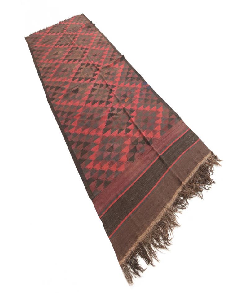 Detail image of  4' 7 x 11' 5  Hand Woven Kilim Fars Wool Runner Rug