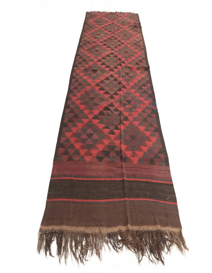 Detail image of  4' 7 x 11' 5  Hand Woven Kilim Fars Wool Runner Rug