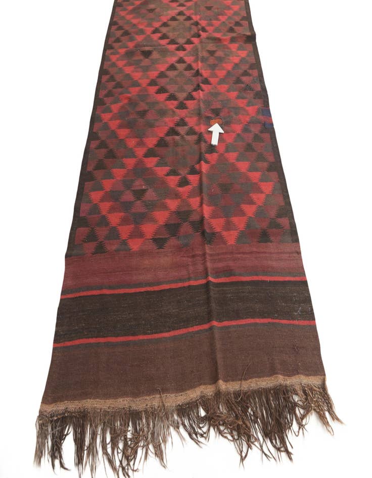 Detail image of  4' 7 x 11' 5  Hand Woven Kilim Fars Wool Runner Rug