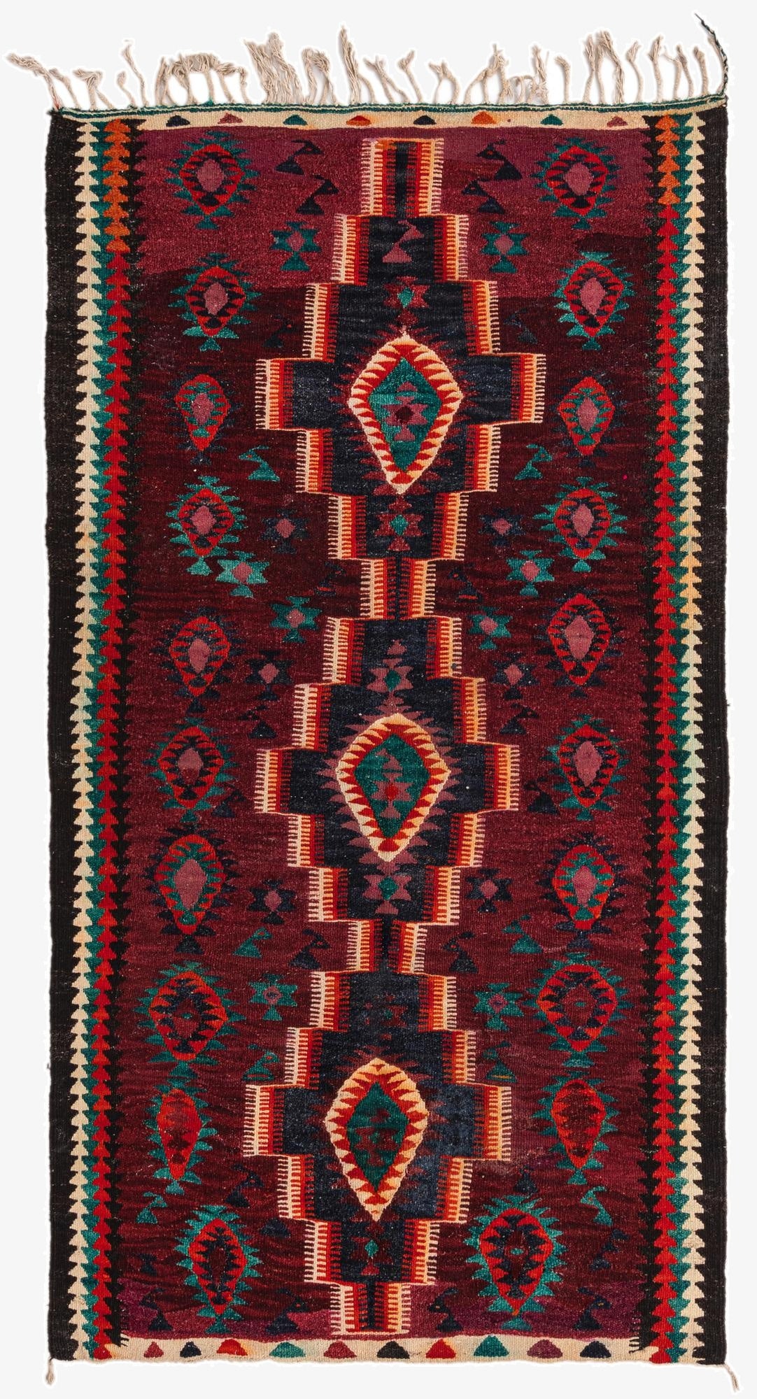  4' 4 x 7' 10  Hand Woven Kilim Fars Wool Runner Rug