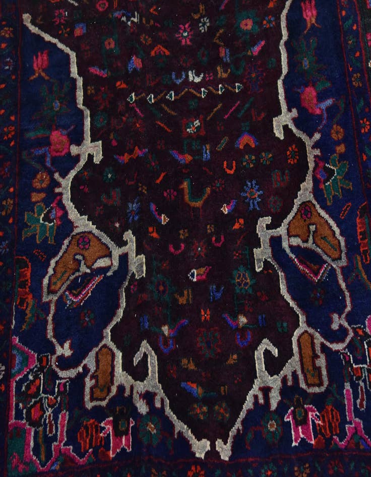 Detail image of 4' 7 x 9' 10 Hand Knotted Sanandaj Persian Wool Runner Rug