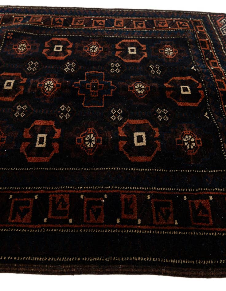 Detail image of  2' 6 x 2' 7  Hand Knotted Balouch Persian Wool Square Rug