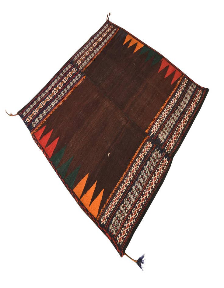 Detail image of 4' 3 x 4' 6 Hand Woven Kilim Fars Wool Square Rug