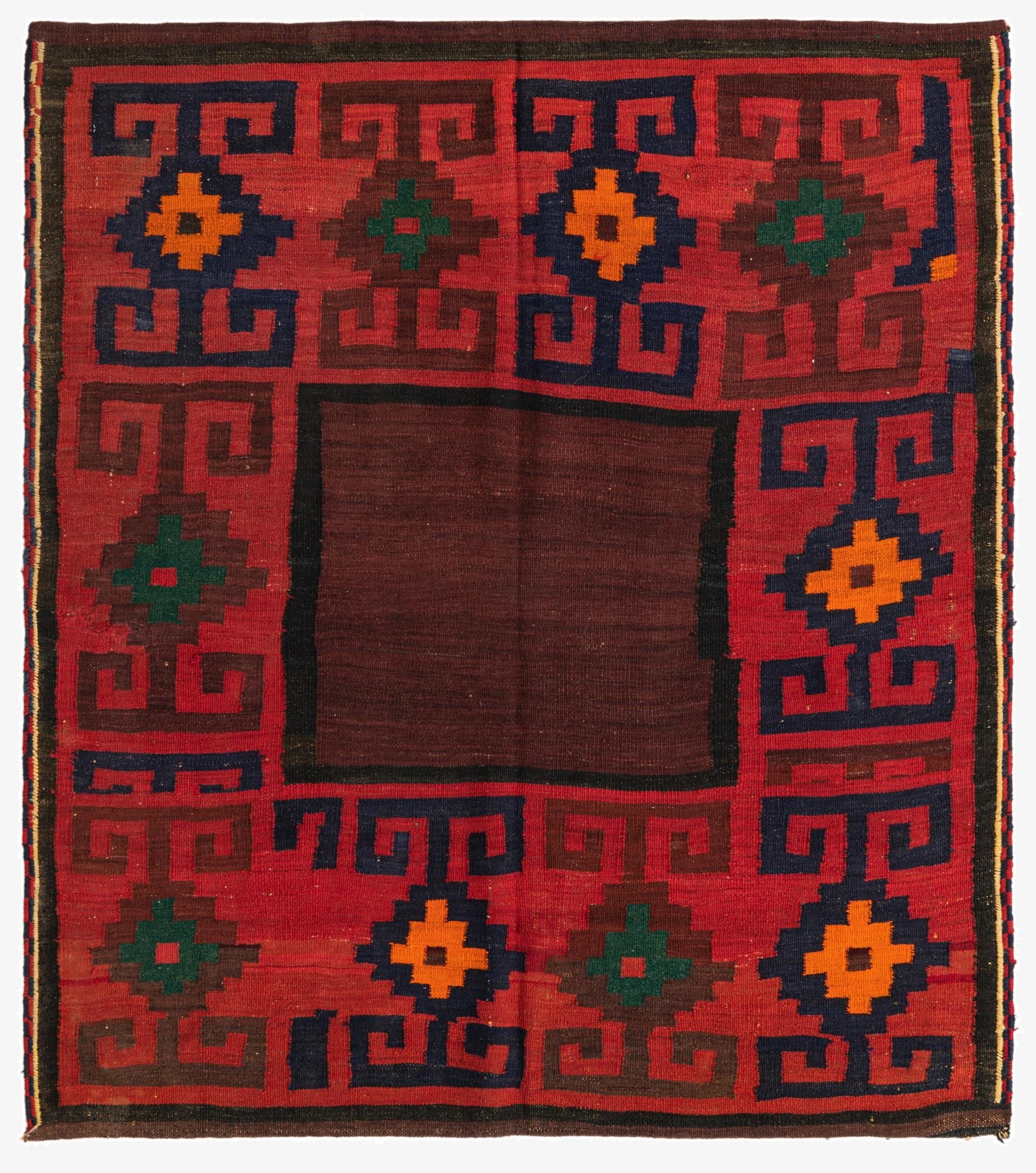  4' 4 x 5' 1  Hand Woven Kilim Fars Wool Square Rug