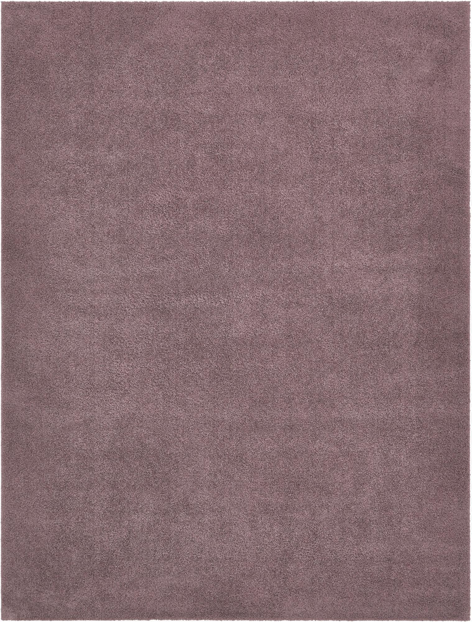 A large 9x12 rectangular purple shag rug, offering a soft, textured, and solid color surface perfect for a modern living room.