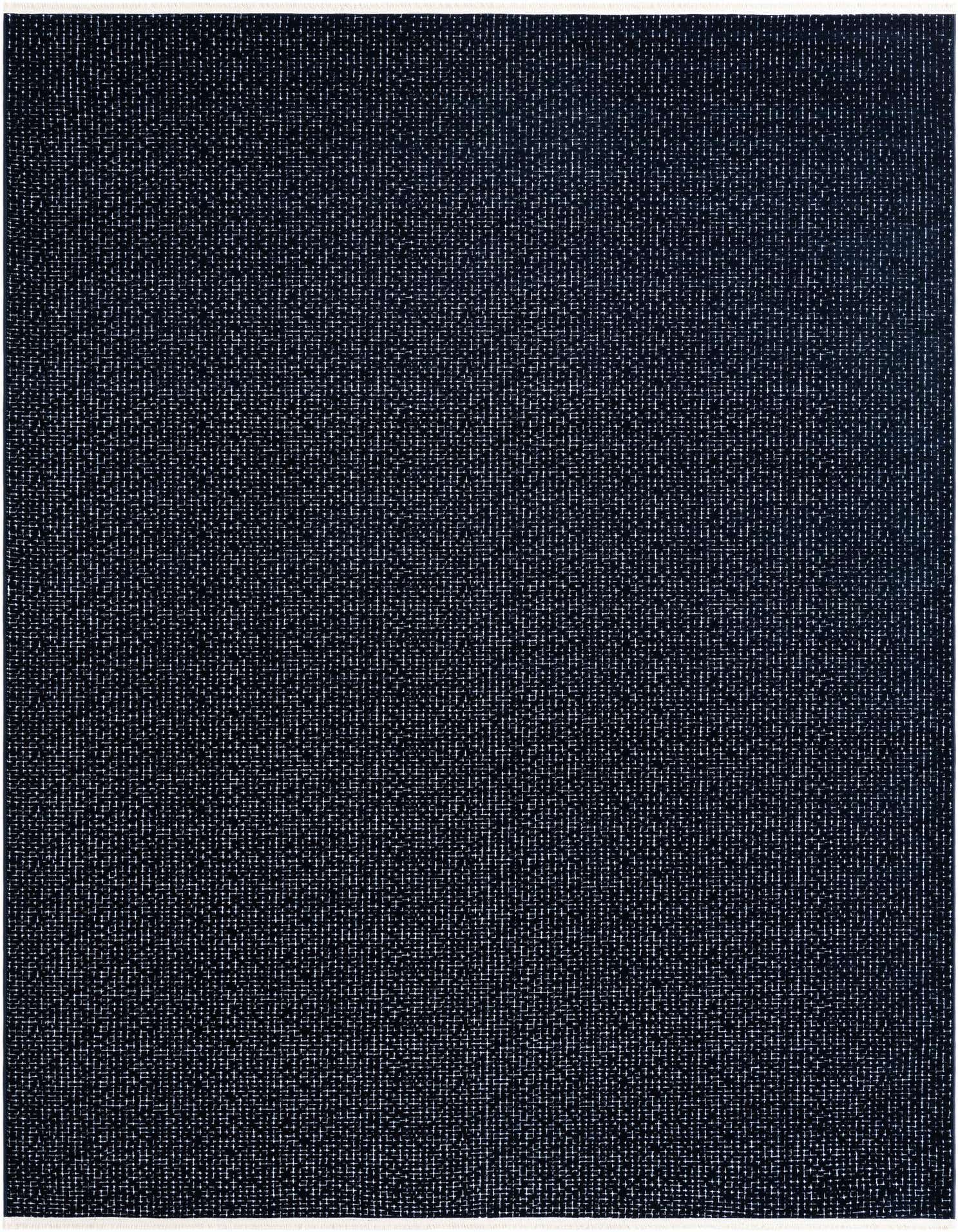 A close-up view of an 8x10 rectangular blue area rug with a subtle, textured grid pattern, ideal for a living room or bedroom.