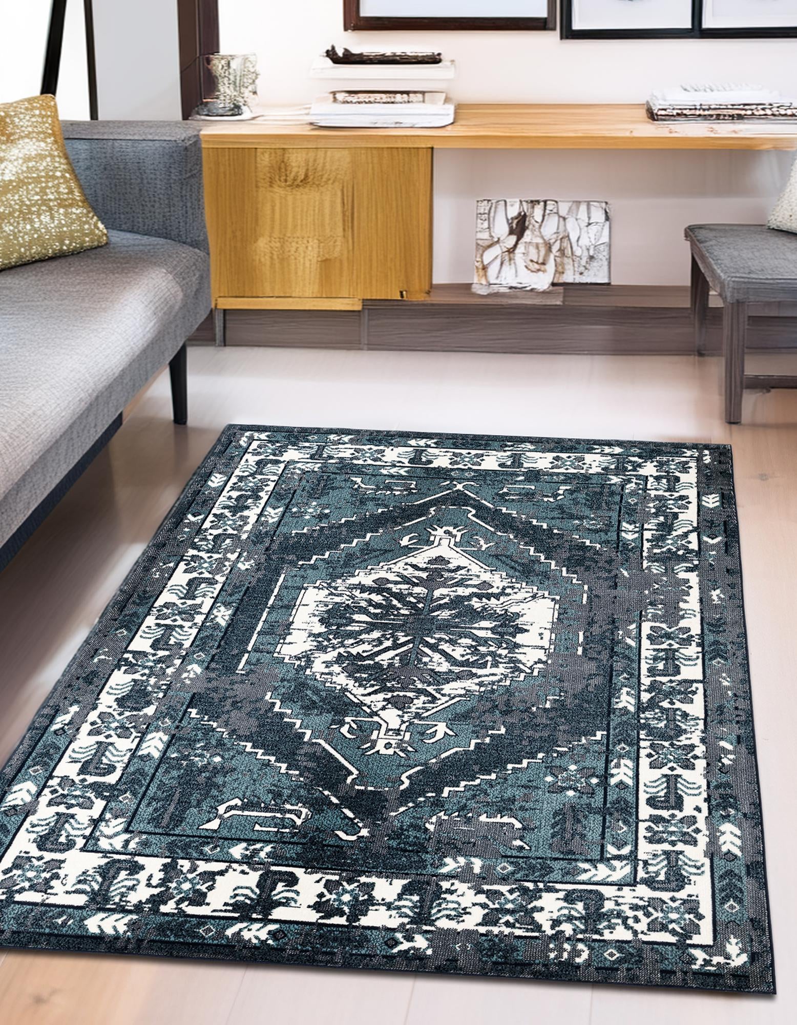Midnight Blue 4' x 6' Nain Design Rug