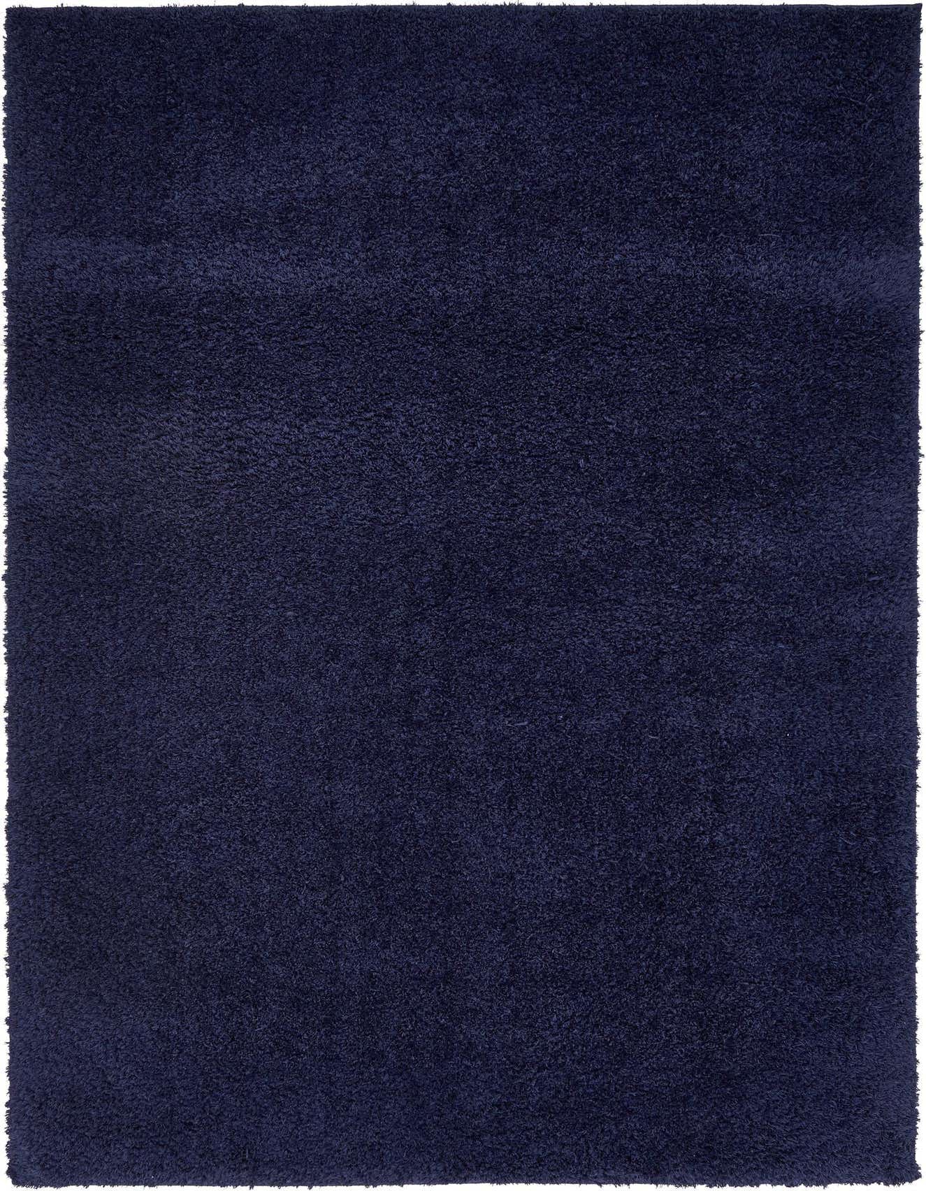 A 4x6 rectangular navy blue shag rug with a thick, plush pile, perfect for a cozy living room or bedroom.