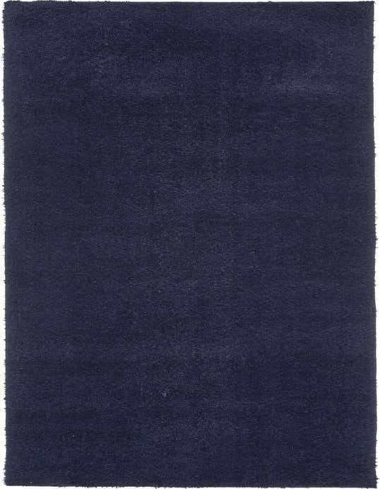 A soft, plush navy blue shag runner rug, 10 ft long, perfect for adding comfort and modern style to a hallway.