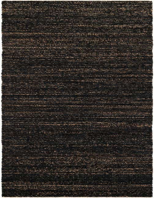 A 12 ft runner rug in a rustic, modern style, featuring a textured flatweave of dark blue and natural jute fibers, perfect for a hallway.
