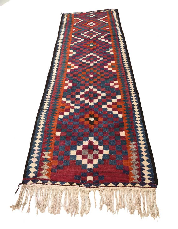 Detail image of  5' x 10'  Hand Woven Kilim Fars Wool Runner Rug