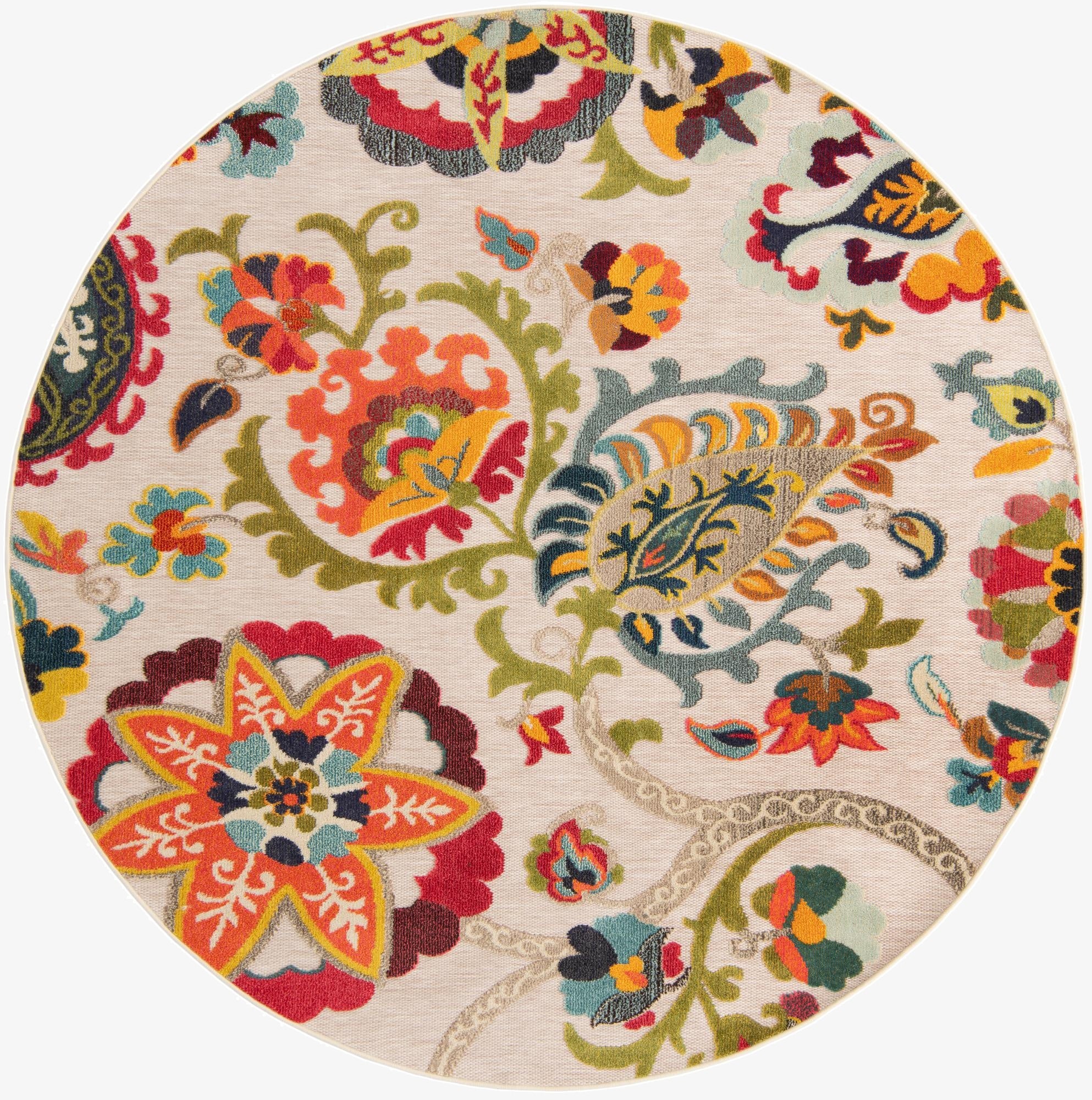  7' 10 x 7' 10  Washable Casablanca Indoor / Outdoor Round Rug
