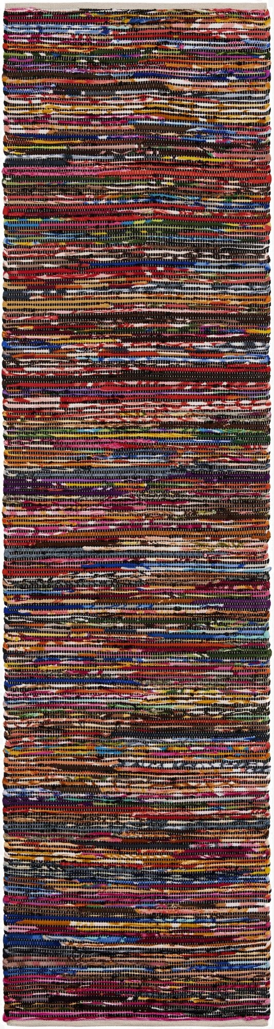  2' 7 x 10'  Hand Woven Chindi Cotton Runner Rug