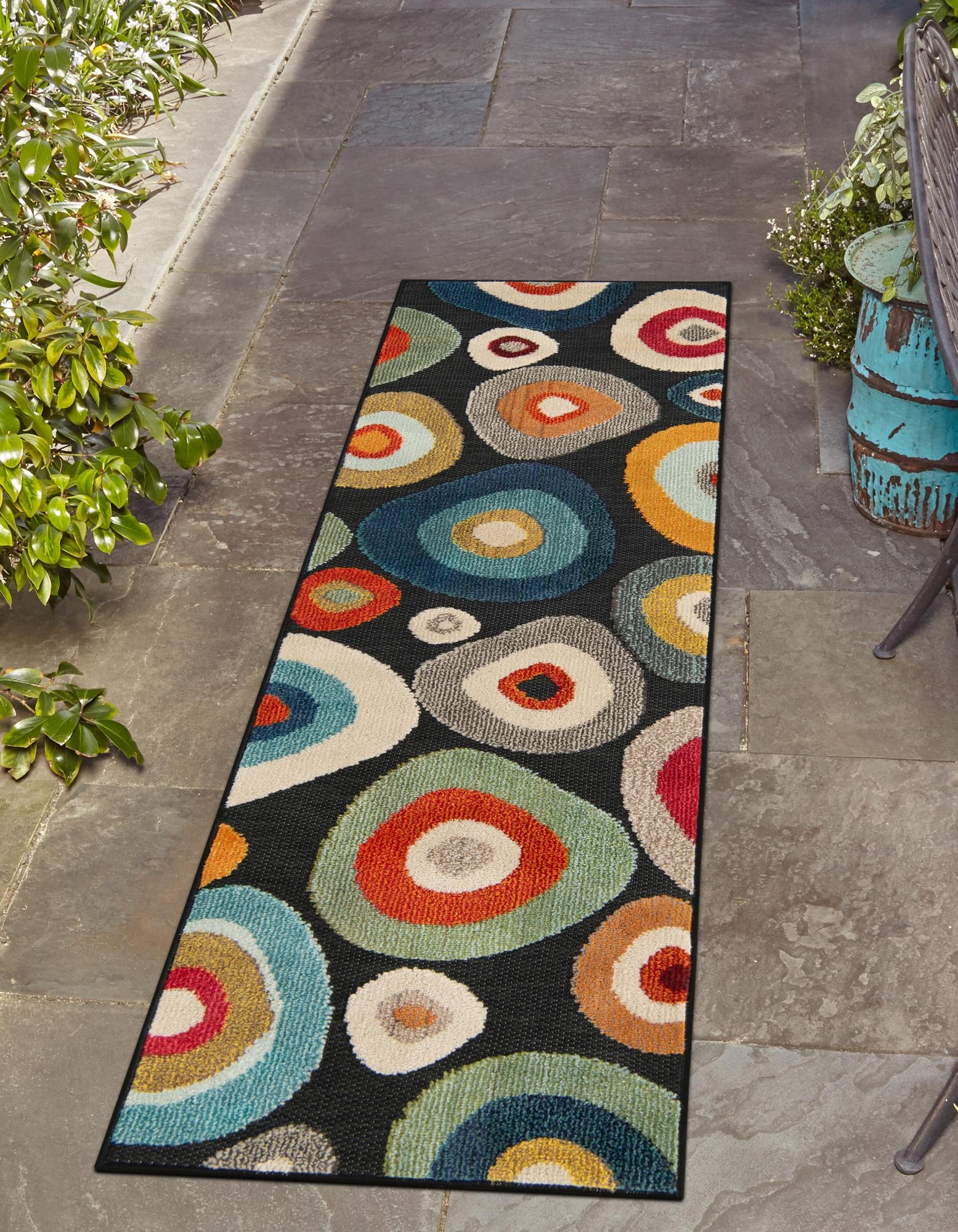 Multicolor Black 2' x 8' Casablanca Indoor / Outdoor Runner Rug | Rugs.com