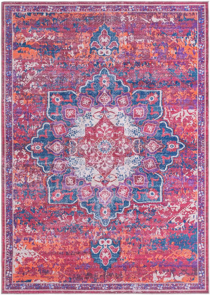 Fuchsia Rugs Multicolor Fuchsia 7' 3 x 10' Washable Francesca Rug | Rugs.com