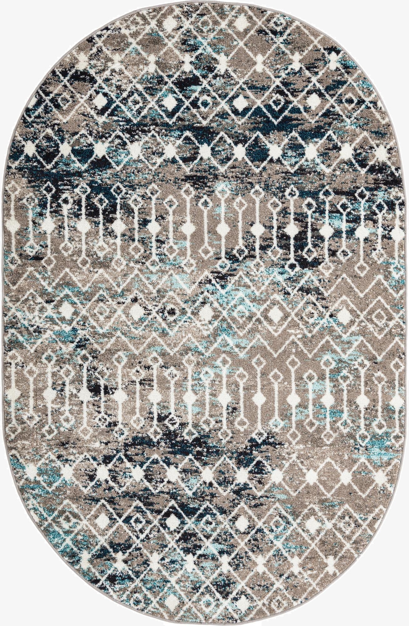  5' 3 x 8' Moroccan Trellis Oval Rug