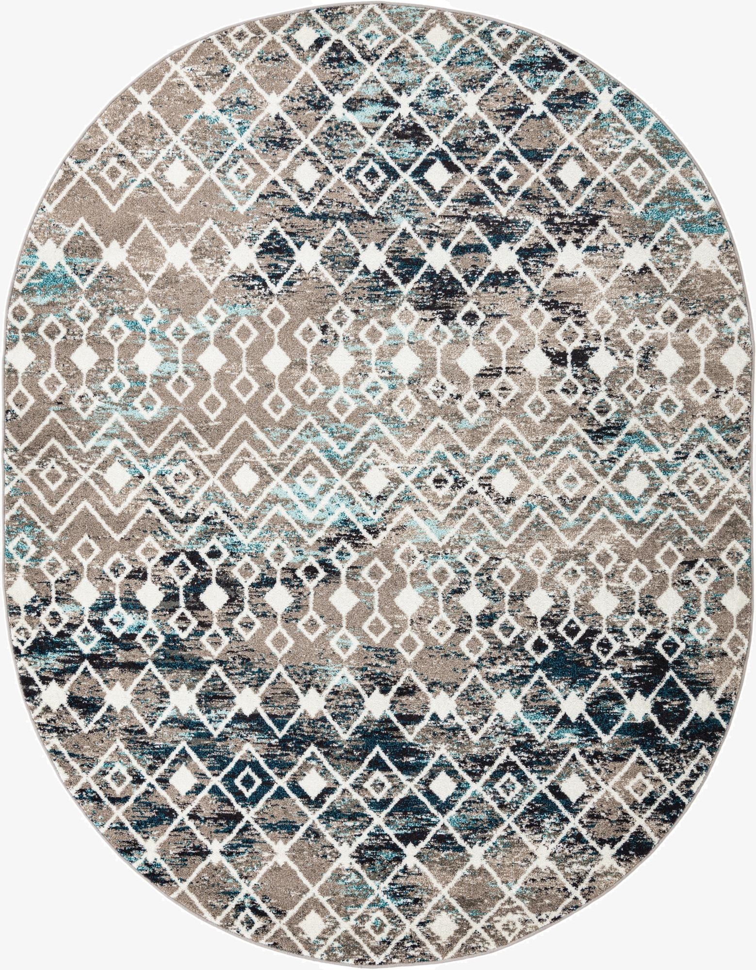  7' 10 x 10' Moroccan Trellis Oval Rug