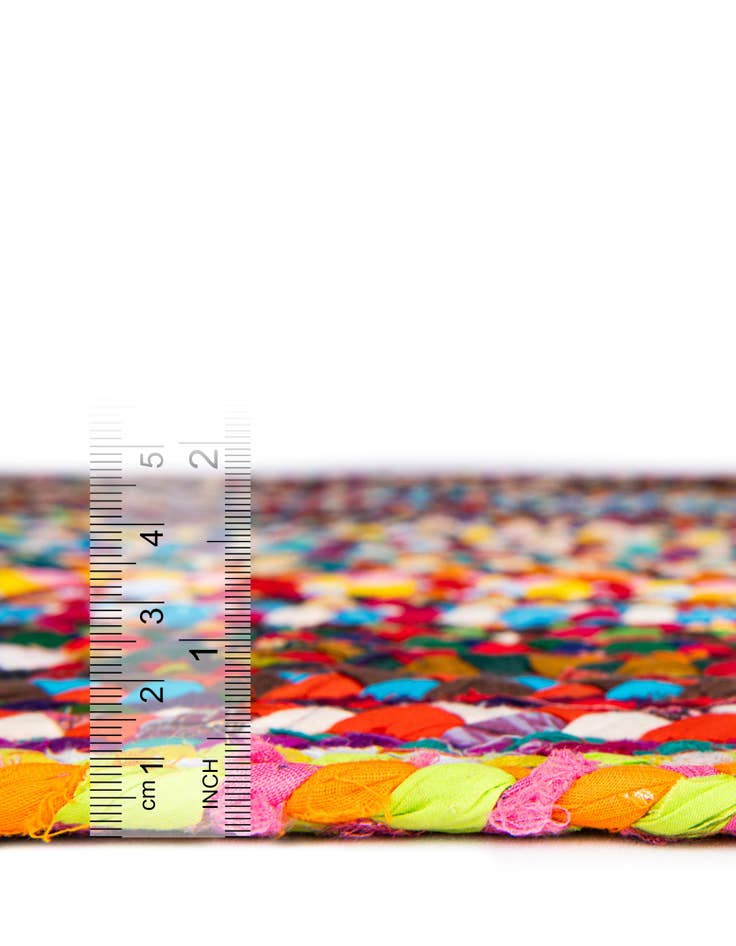 Detail image of  2' 2 x 3' 7  Hand Braided Chindi Hearth Rug